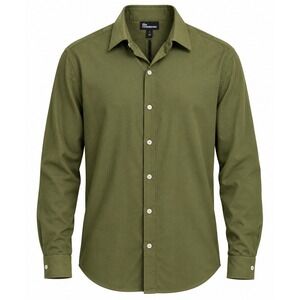 The Commons Luxe Going Out Shirt Mens Large Tall Olive Green Lyocell Cotton